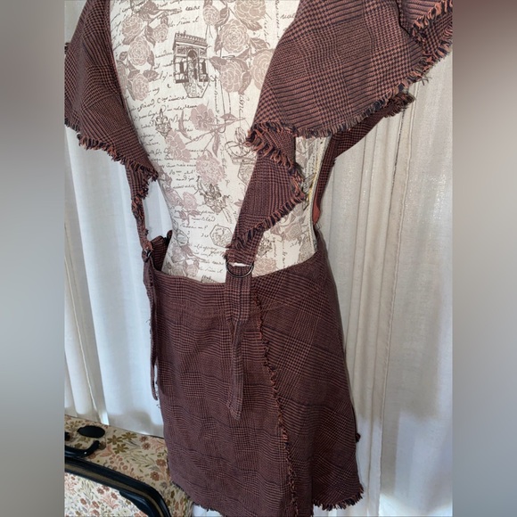 FREE PEOPLE Rowan Plaid Pinafore Skirt Brown Size 10 NWT $108 - Picture 6 of 12